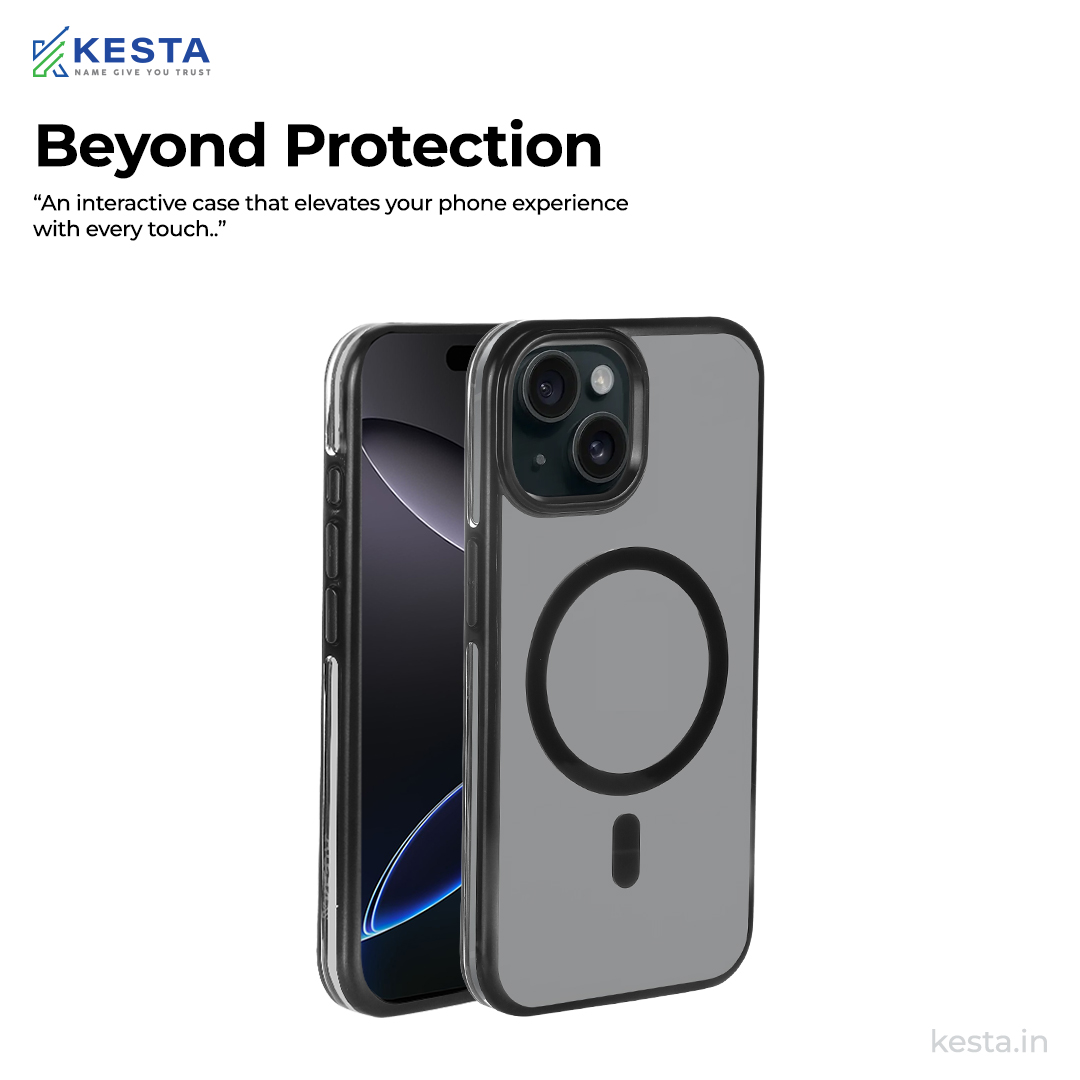 iPhone 15 Cover - Notify Popup Black Transparent Case (Camera Sink Protection & Wireless Charging Optimized)